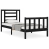 Cadre de lit sans matelas noir 100x200 cm bois massif de pin 