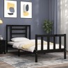 Cadre de lit sans matelas noir 100x200 cm bois massif de pin 