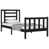 Cadre de lit sans matelas noir 100x200 cm bois massif de pin 