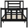 Cadre de lit sans matelas noir 100x200 cm bois massif de pin 