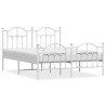 Cadre de lit métal sans matelas et pied de lit blanc 135x190 cm 