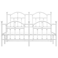 Cadre de lit métal sans matelas et pied de lit blanc 135x190 cm 