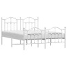 Cadre de lit métal sans matelas et pied de lit blanc 135x190 cm 