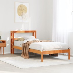 Cadre de lit avec tête de lit sans matelas cire marron 75x190cm 