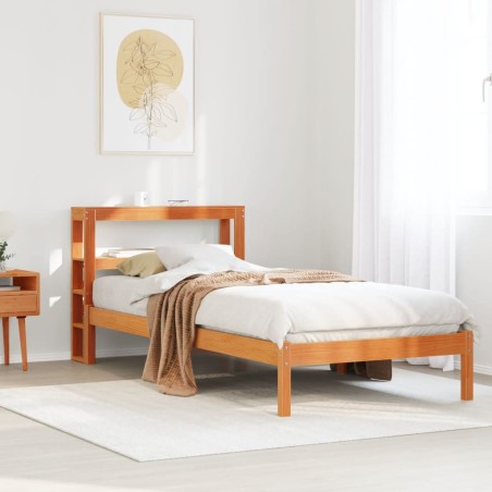 Cadre de lit avec tête de lit sans matelas cire marron 75x190cm 