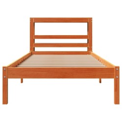 Cadre de lit avec tête de lit sans matelas cire marron 75x190cm 