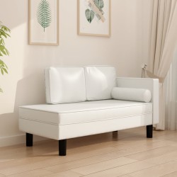 Chaise longue avec coussins et traversin crème similicuir 