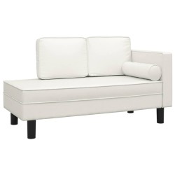 Chaise longue avec coussins et traversin crème similicuir 