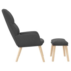 Chaise de relaxation avec tabouret Gris foncé Tissu 