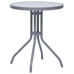Table de jardin Gris clair 60 cm Acier et verre 