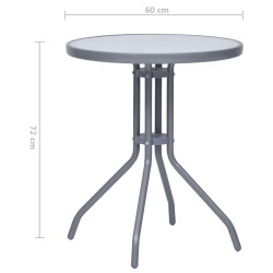 Table de jardin Gris clair 60 cm Acier et verre 