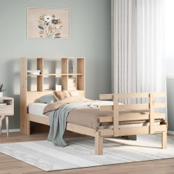Lit bibliothèque sans matelas 90x200 cm bois de pin massif 