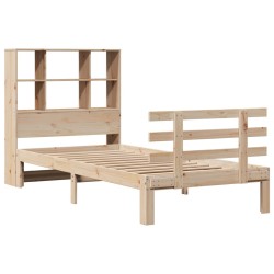 Lit bibliothèque sans matelas 90x200 cm bois de pin massif 
