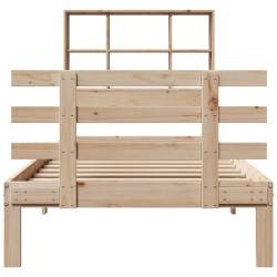Lit bibliothèque sans matelas 90x200 cm bois de pin massif 