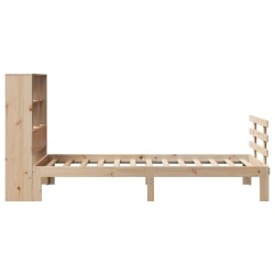 Lit bibliothèque sans matelas 90x200 cm bois de pin massif 