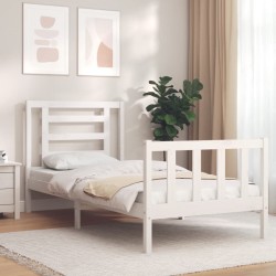 Cadre de lit sans matelas blanc 100x200 cm bois de pin massif 