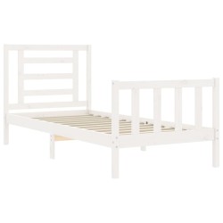 Cadre de lit sans matelas blanc 100x200 cm bois de pin massif 