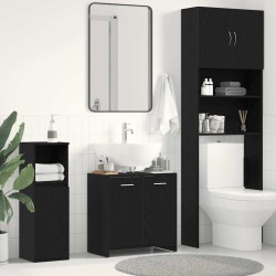 Armoire lavabo de salle de bain chêne noir 60x33x60 cm 