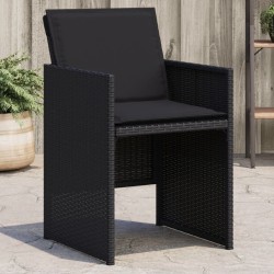 Chaises de jardin lot de 4 avec coussins noir résine tressée 