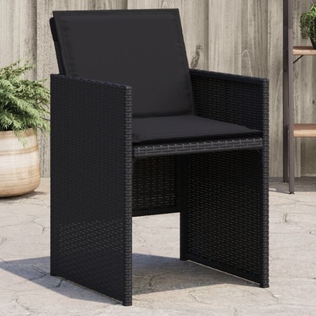 Chaises de jardin lot de 4 avec coussins noir résine tressée 