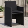 Chaises de jardin lot de 4 avec coussins noir résine tressée 
