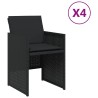 Chaises de jardin lot de 4 avec coussins noir résine tressée 