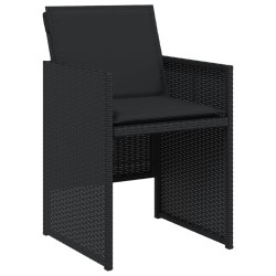 Chaises de jardin lot de 4 avec coussins noir résine tressée 