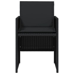 Chaises de jardin lot de 4 avec coussins noir résine tressée 