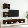 Unités murales TV avec LED 5 pcs chêne marron bois d'ingénierie 