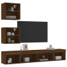 Unités murales TV avec LED 5 pcs chêne marron bois d'ingénierie 