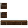 Unités murales TV avec LED 5 pcs chêne marron bois d'ingénierie 