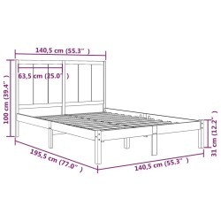 Cadre de lit sans matelas 135x190 cm bois de pin massif 