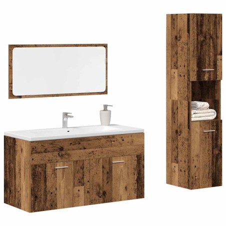 Ensemble de meubles salle de bain 3 pcs bois d'ingénierie 