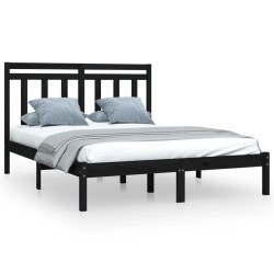 Cadre de lit sans matelas noir 150x200 cm bois massif 