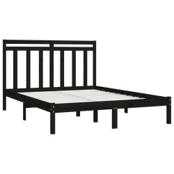 Cadre de lit sans matelas noir 150x200 cm bois massif 