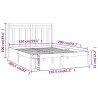 Cadre de lit sans matelas noir 150x200 cm bois massif 