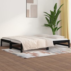 Lit coulissant sans matelas noir 2x(90x200) cm 