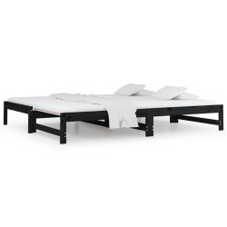 Lit coulissant sans matelas noir 2x(90x200) cm 