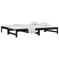 Lit coulissant sans matelas noir 2x(90x200) cm 
