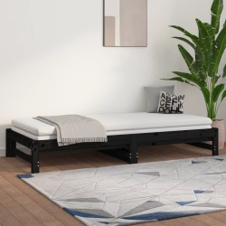 Lit coulissant sans matelas noir 2x(90x200) cm 