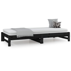 Lit coulissant sans matelas noir 2x(90x200) cm 
