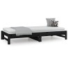Lit coulissant sans matelas noir 2x(90x200) cm 