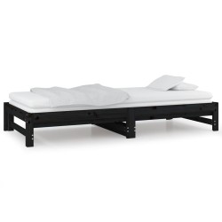 Lit coulissant sans matelas noir 2x(90x200) cm 