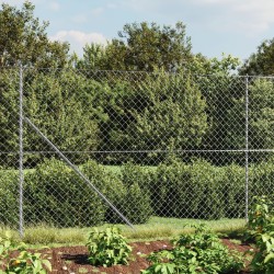 Clôture en mailles de chaîne avec bride argenté 2,2x25 m 