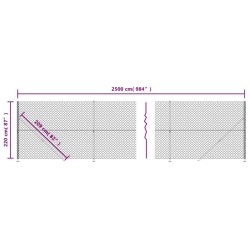 Clôture en mailles de chaîne avec bride argenté 2,2x25 m 