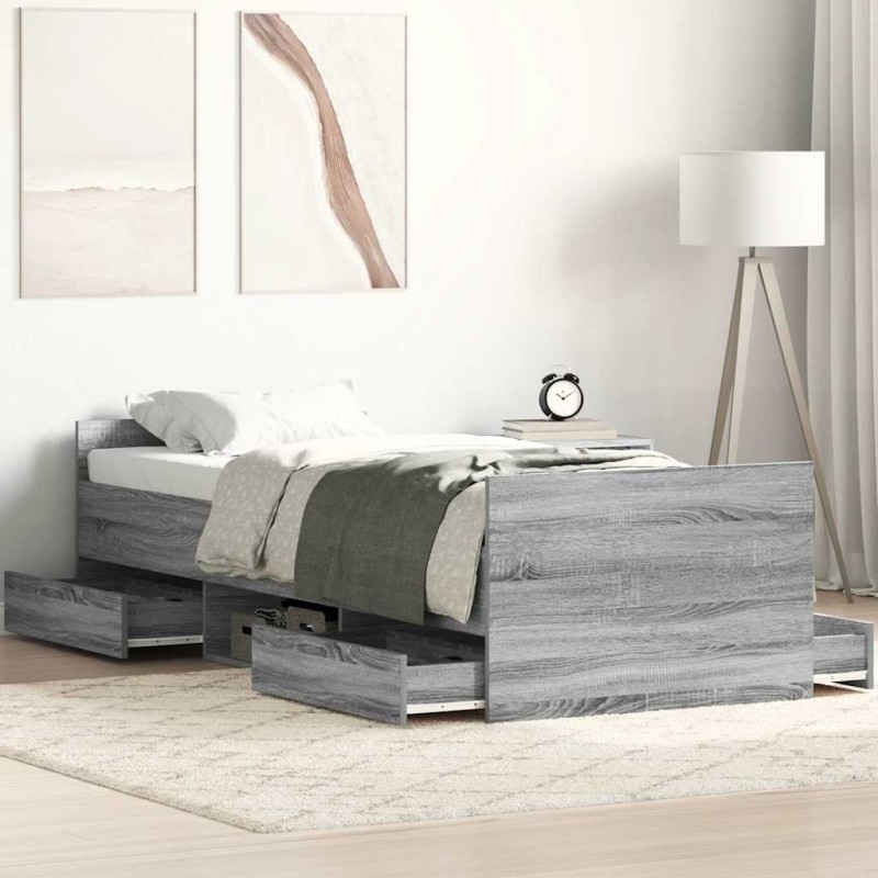 Cadre de lit sans matelas sonoma gris 90x190 cm 