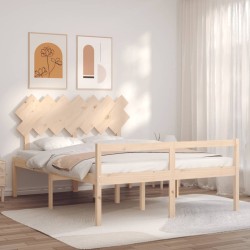 Lit pour personne âgée sans matelas 140x190 cm bois massif 