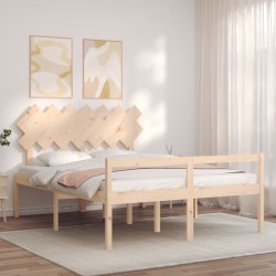 Lit pour personne âgée sans matelas 140x190 cm bois massif 