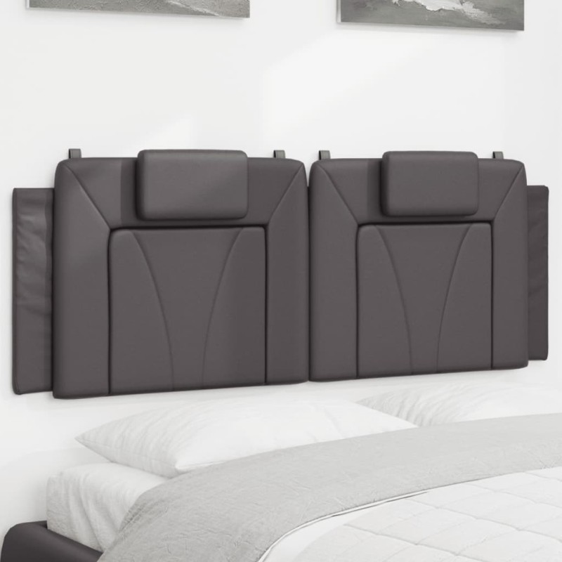 Coussin de tête de lit gris 120 cm similicuir 