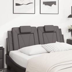 Coussin de tête de lit gris 120 cm similicuir 